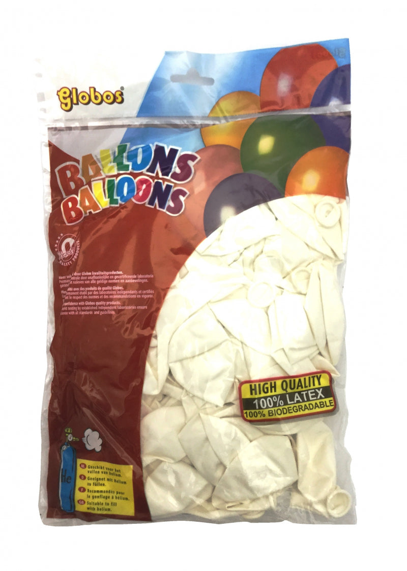 Globos balloner hvide (nr.12 100 stk i pose)