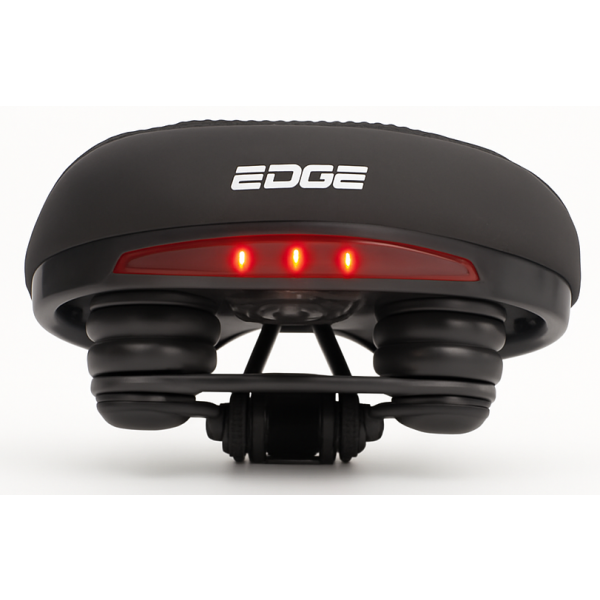 Edge Bicycle Saddle Veneto inkl. Bagbeslag og baglys - sort