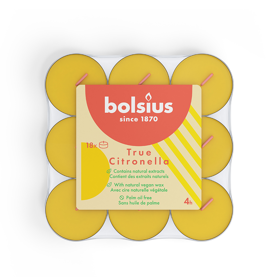 Bolsius duftende fyrfadslys ægte citronella 18 stk 4-timers