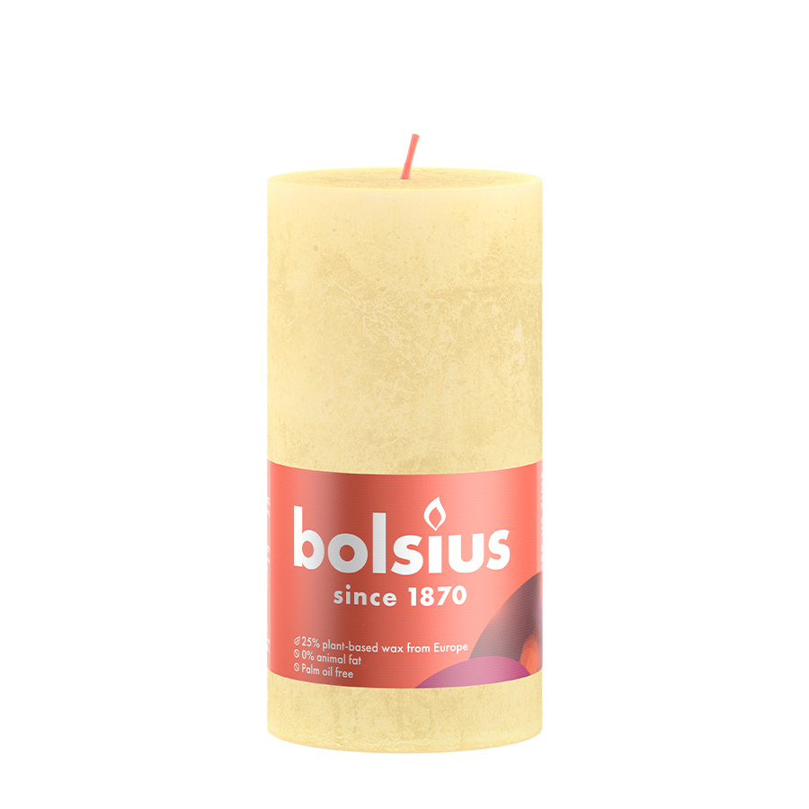 Bolsius søjlelys rustik smørgul 13 cm oslash; 7 cm