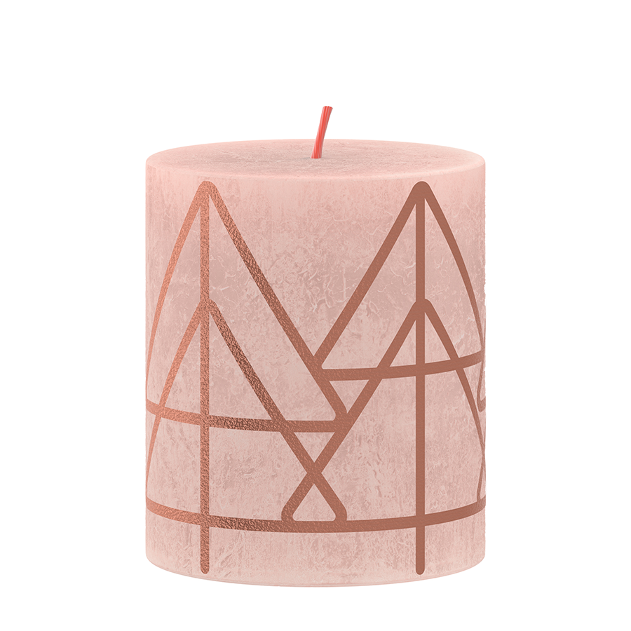 Bolsius rustik søjlelys silhuet vinterudgave misty pink 80 68mm