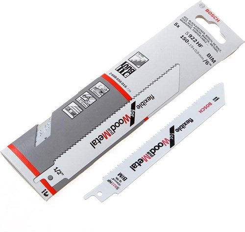 Bosch tilbehør 5x frem- og tilbagegående savklinge fleksibelt til træ og metal s922hf - 2608656016