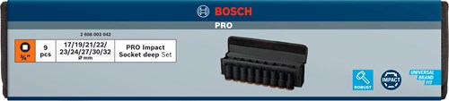 Bosch professionel pro slag-stødfatningssæt lang 3 4 9-delt - 2608003042