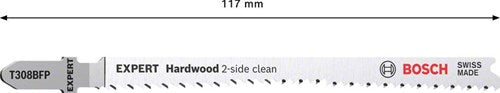 Bosch tilbehørsekspert ‘hardwood 2-side clean’ t 308 bfp decoupeerzaagblad 3-delig - 1 stuk(s) - 2608900547