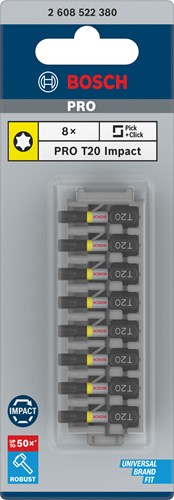 Imp bosch tilbehør skruebit act control t20, 25 mm 8x - 2608522380