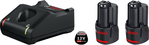 Bosch blå bosch professionelt startsæt 2x gba 12v batteri 3.0ah + hurtigoplader gal 12v-40 - 1600a019rd