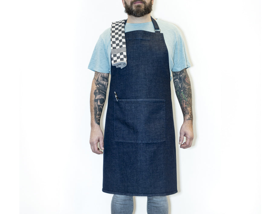 Bo snudebille forklæde - denim - økologisk bomuld