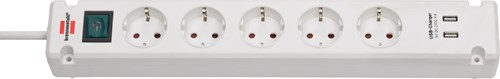Brennerstuhl Bremounta stikliste 5-vejs med 2 USB-opladningsstik (USB-stik med kontakt og 3 m kabel) - 1150660325