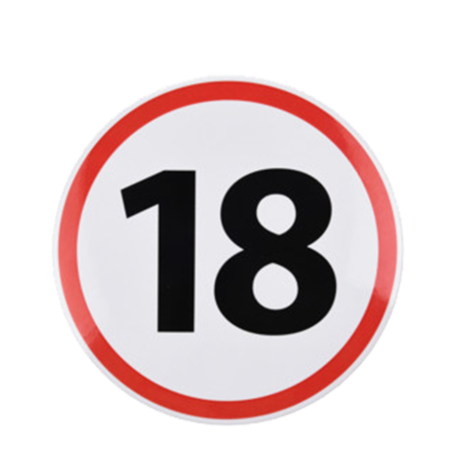 Button verkeersbord 18 jaar ø15cm