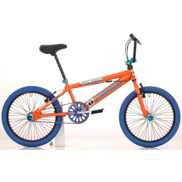 Royal BMX cykel - Bugatti tornado freestyle 20 tommer - orange med blå dæk