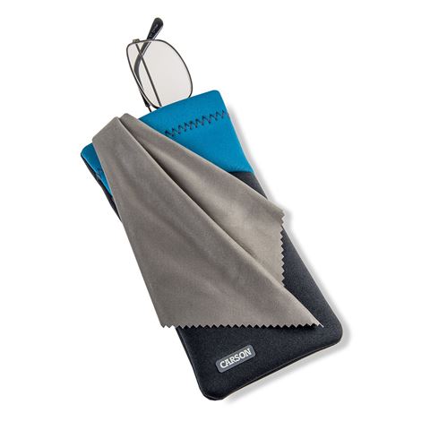Carson Neoprene Glasses Case med mikrofiber klud - grå blå