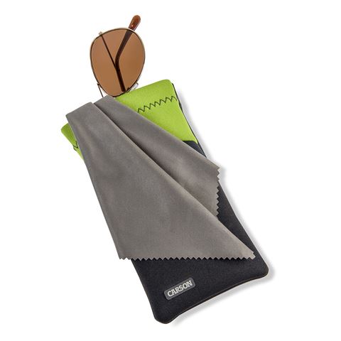 Carson Neoprene Glasses Case med mikrofiber klud - grå grøn