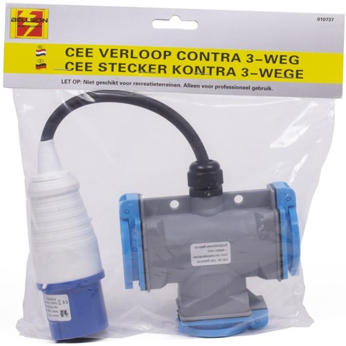 Enzo cee verloopsnoer 20cm cee stekker naar 3x stopcontact - 6315002