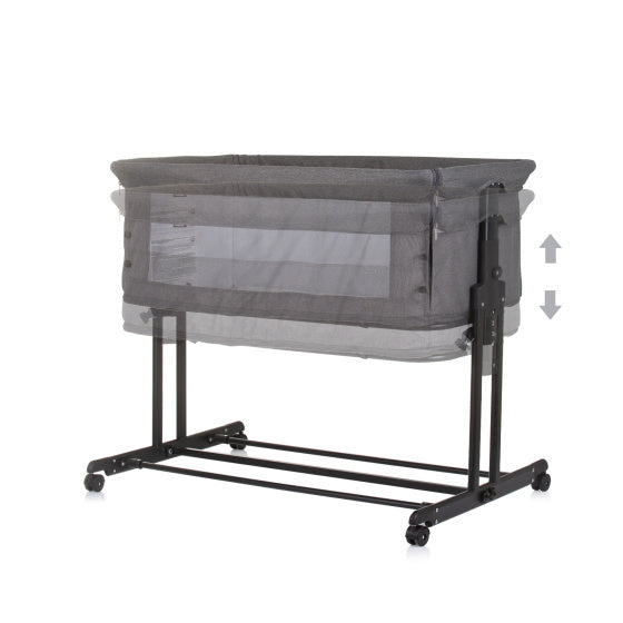 Chipolino zen co-sleeper box med myggenet granit grå