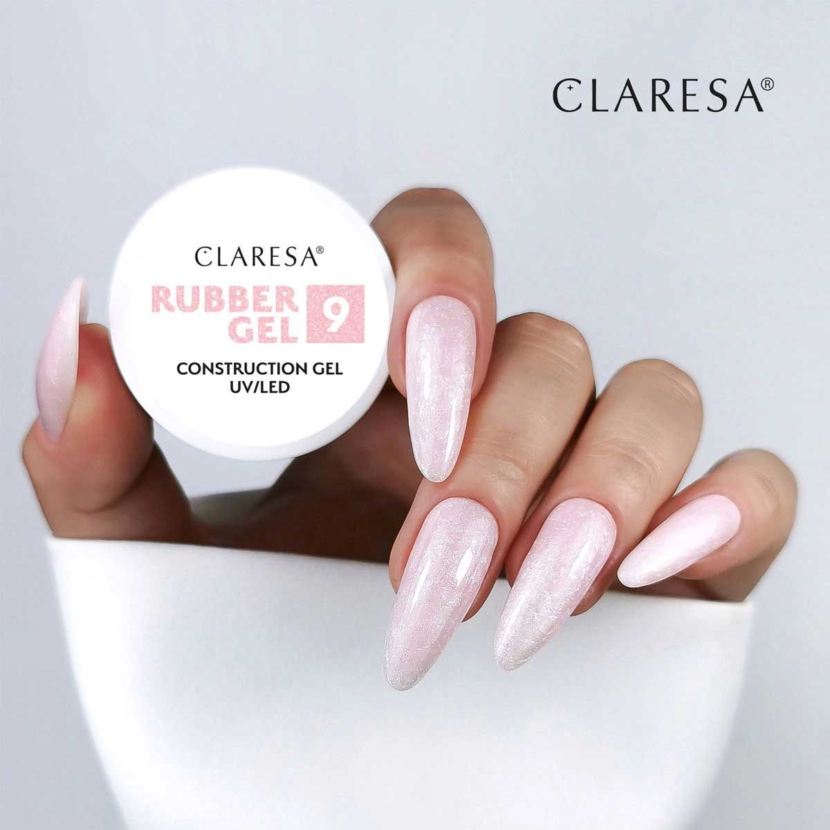 Claresa gummi gel 9 sparkle pink 45gr.