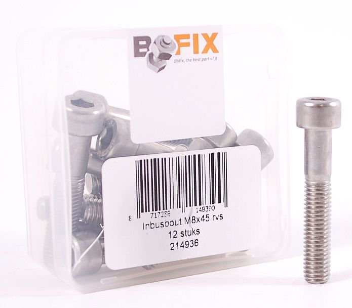 Bofix sekskantskrue m8x45 rustfrit stål (p12)