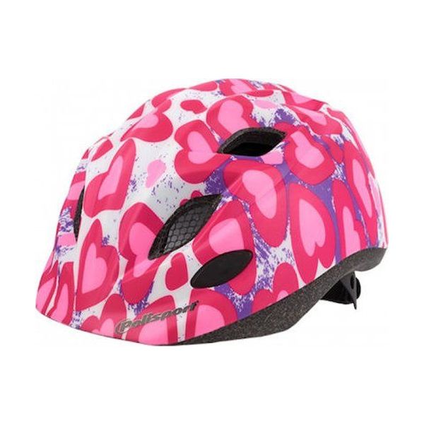 Polisport Kinderhelm GlitterHearts. Størrelse: S (52 56 cm), farve: lyserød