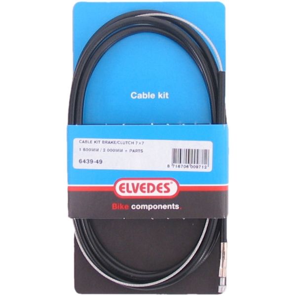 Elvedes koblingskabel bremsekabel ekstra fleksibel 1800 2250mm V-nippel - 2 meter (på kort)