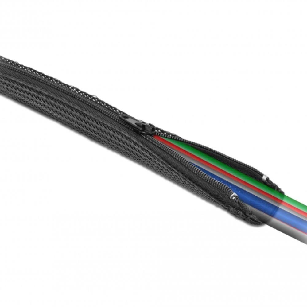 Delock flettet slange med lynlås 1 m x 20 mm sort