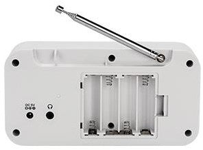 Denver radio dab+ 230v eller batteri + dobbelt alarmfunktion hvid - 8140320
