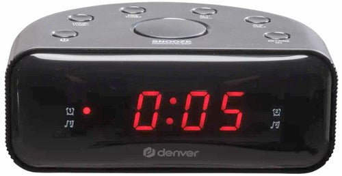 Denver vækkeur radio LED FM sort dobbelt alarm - 8140211