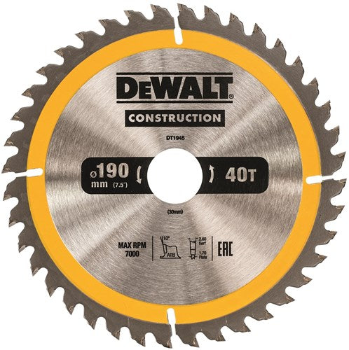 Dewalt tilbehør dewalt dt1945 serie - rundsavklinge - atb - 190mm - 40 tænder