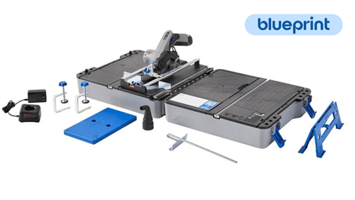 Dremel blueprint 12v kompakt sav cs12jm | 12v bærbar savstation | savestation + kuffert + 1 x 12v 2,0 ah batteri + hurtigoplader - f013cs12jm