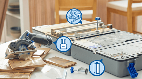 Dremel blueprint 12v kompakt sav cs12jm | 12v bærbar savstation | savestation + kuffert + 1 x 12v 2,0 ah batteri + hurtigoplader - f013cs12jm