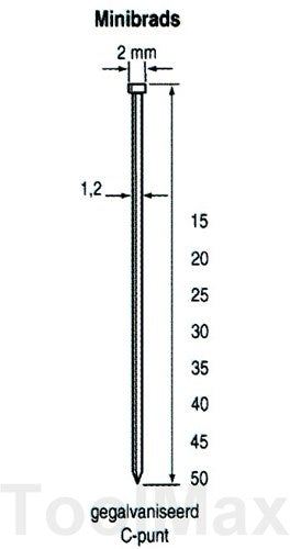 Dutack 1,2 mm mini brads | 30 mm | 5000 stykker - 5134031