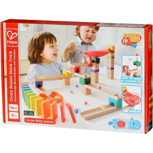 Edugro hape træ marmor spor sæt domino - 50 stk.