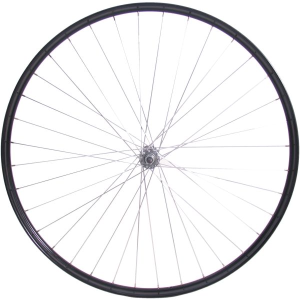Forhjul 28 x 1 1 2 - alu ryde fælg - krom nav - sort