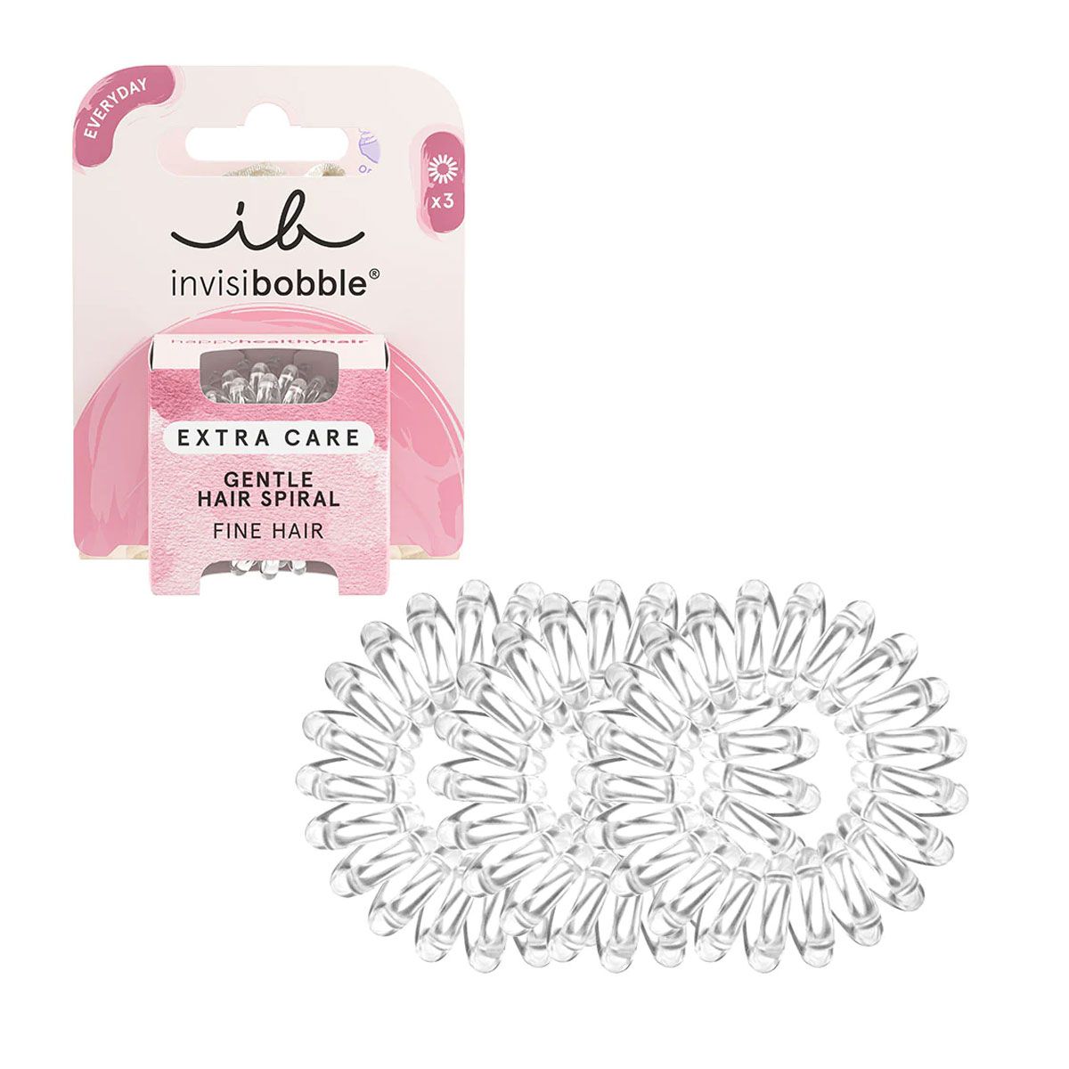 Invisibobble ekstra pleje blid krystalklar 3 stk