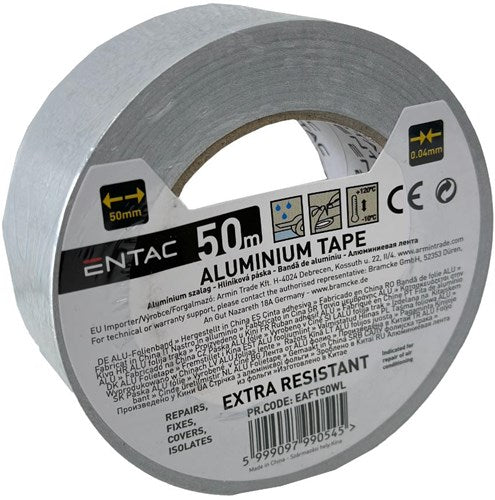 Enzo entac aluminiumstape 50mm rulle 50m sølv - 4139565