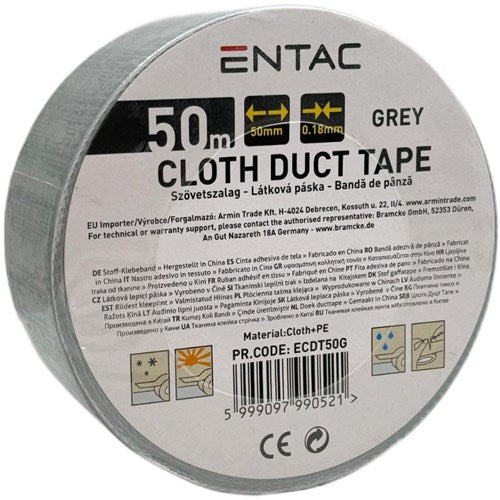 Enzo entac reparationstape 50mm rulle 50m grå - 4139554