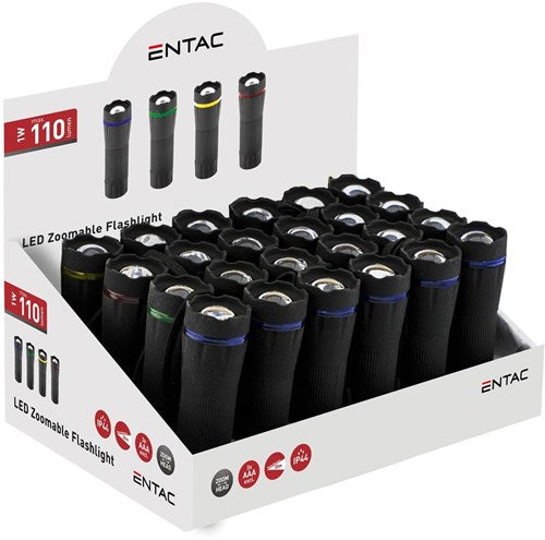 Enzo entac led lommelygte zoom 1w display 24 dele 3xaaa - 5700150