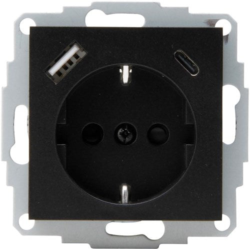 Enzo kopp hk07 antracit indbygget fatning | ra + usb + usb-c - 4623113