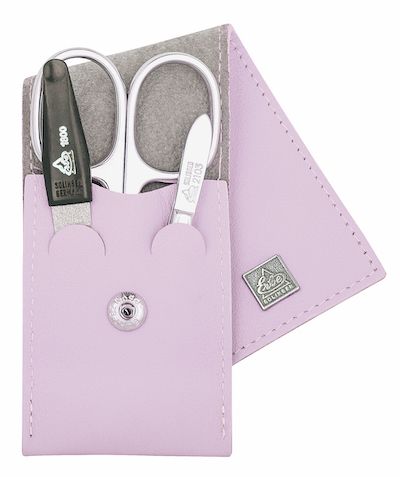 Erbe solingen 3-delt manicuretaske med trykknapper lys lilla (erbe9673)