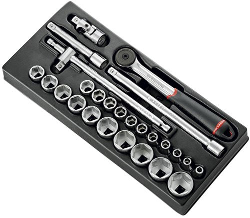 Facom modul 1 2 fatninger 6 side og skralde s.161b - l4 - mod.s161-46