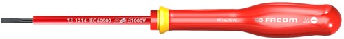 Facom skruetrækker protwist slot 2,5x75 isoleret 1000v - at2,5x75ve - ved2,5x75ve