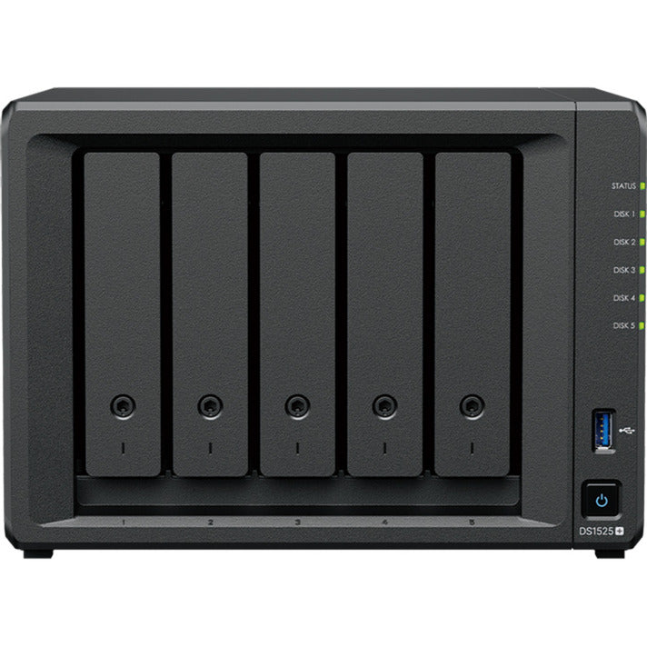 Synology diskstation ds1525+ nas (sort, 2x LAN, USB)