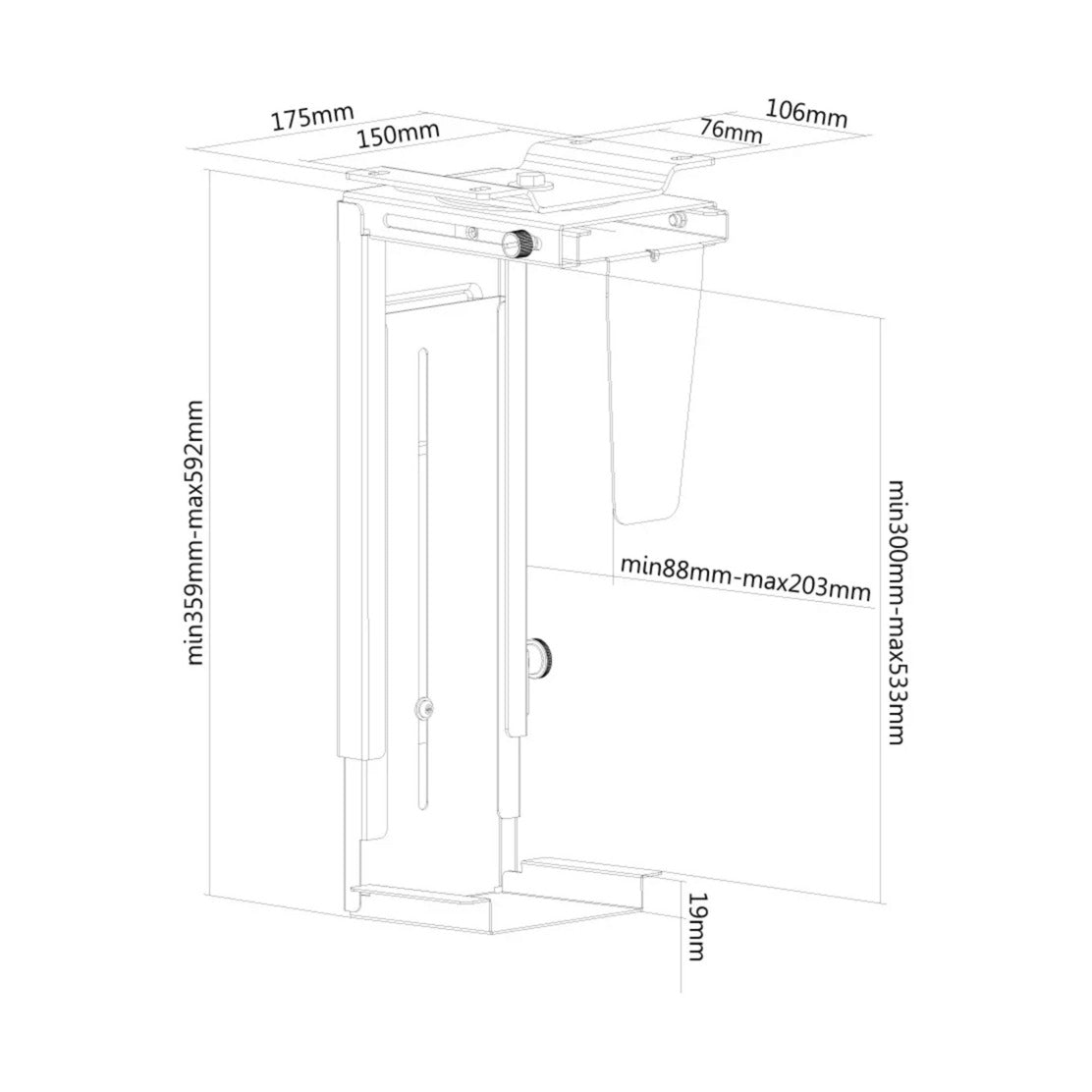 Neomounts pc bureaustøtte nm-cpu100 sort holder (zwart)