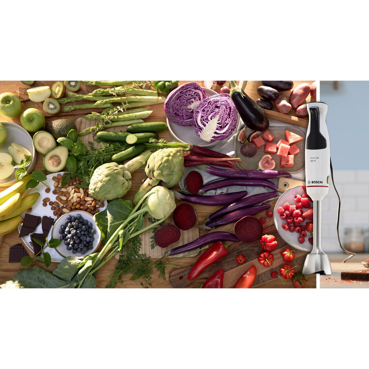 Bosch serie 4 stavblender ergomaster 800w (hvid antracit)