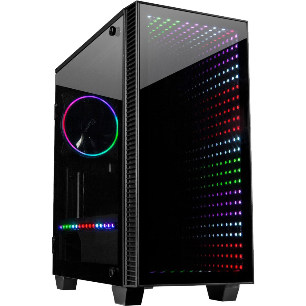 Inter-tech x-608 infinity mikro midi tårnhus (sort | 1x USB-A | 1x USB-C | RGB | vindue)