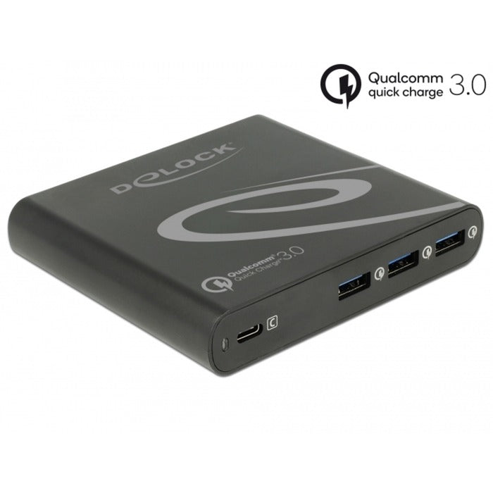 Delock USB-oplader 1x USB Type-C + 3x USB Type-A (sort)
