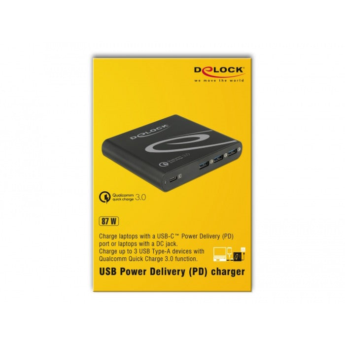 Delock USB-oplader 1x USB Type-C + 3x USB Type-A (sort)