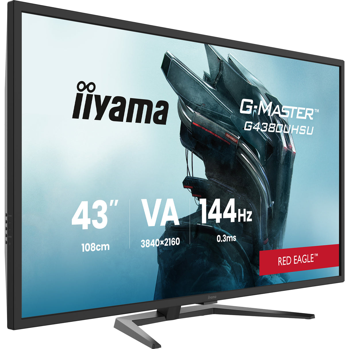 Iiyama G-Master Red Eagle G4380uhsu-B2 42.5 4K UHD-gamingskærm (sort, 2x HDMI, 2x Displayport, 4x USB-A, USB-B, 144 Hz)