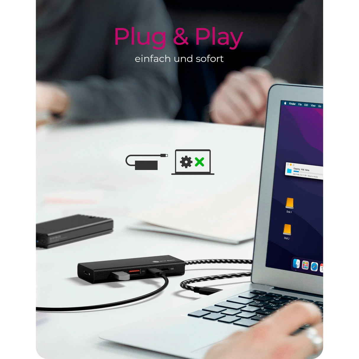 Icy box ib-hub1436-cpd usb-hub (sort, 2x USB-A, 2x USB-C)
