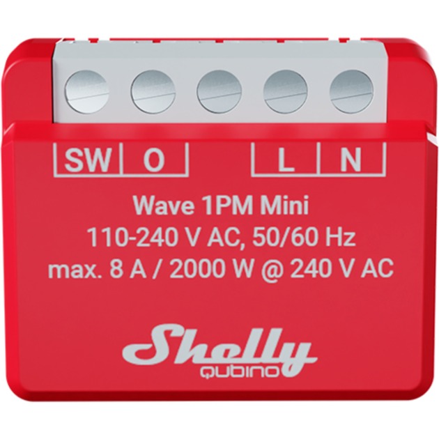 Shelly qubino wave 1pm mini switching-måling aktuator z-wave