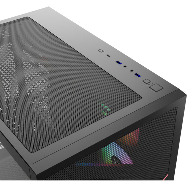 Xyz PC Gear Qubex Midi Tower-hus (sort | 2x USB-A | 1x USB-C | Hærdet glas)