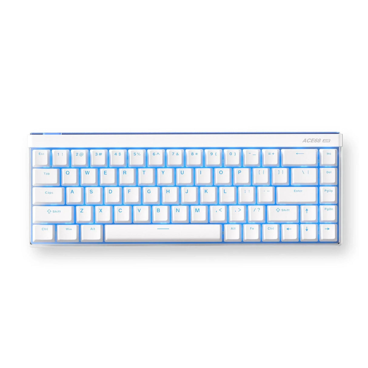 Mchose ace 68 air hall effekt magnetisk switch gaming tastatur (hvid, us layout (qwerty), kailh magnetic god, 65%, rgb, hot swap, pbt keycaps, usb-c, hall effekt sensor)